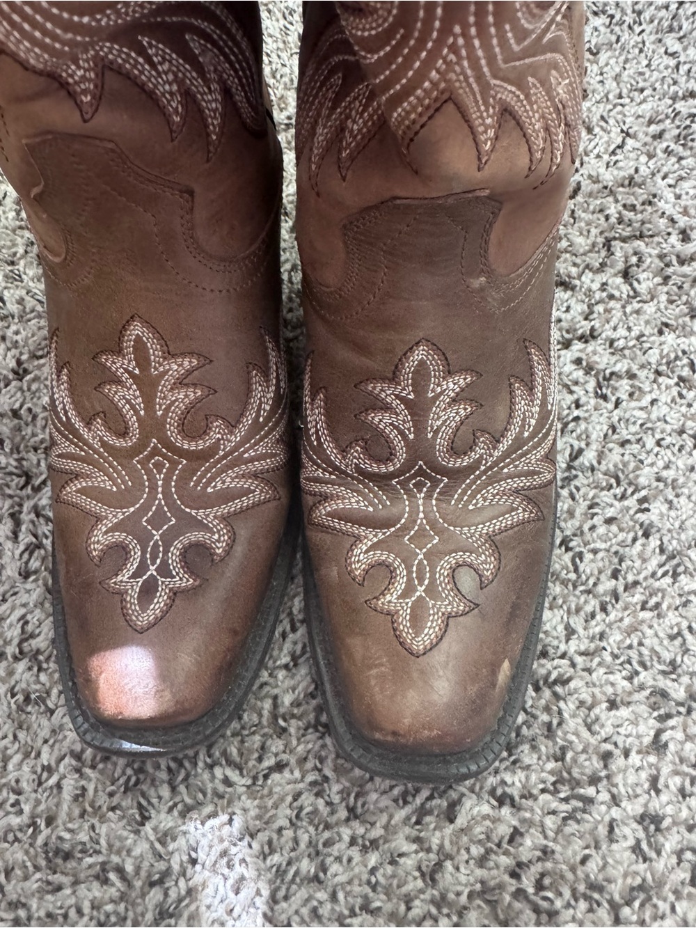 Ariat Brown Embroidered Western Heeled Boots - Picture 2 of 5